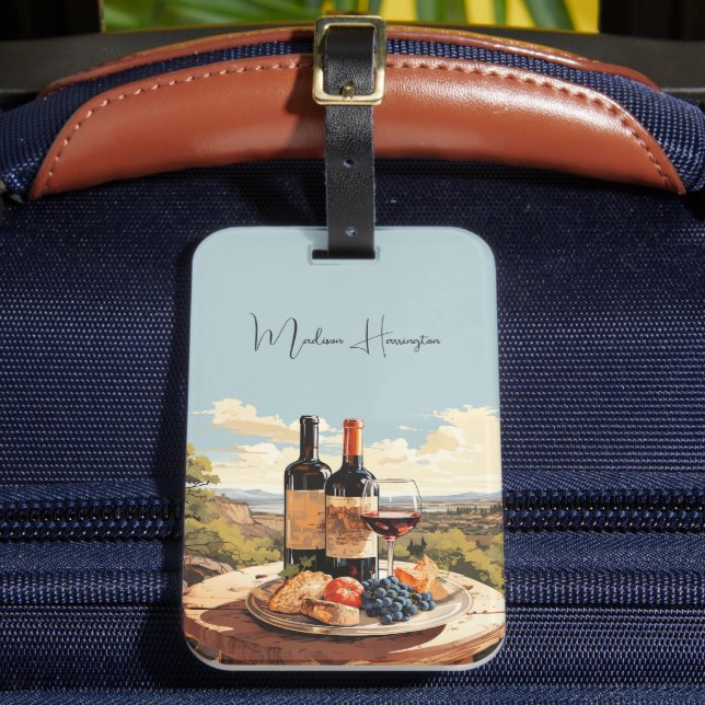 Custom Name Wine Lover's Luggage Tag (Front Insitu 2)
