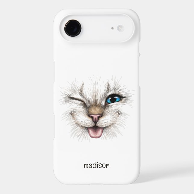 Custom Name Winking Cat Iphone Case (Back)