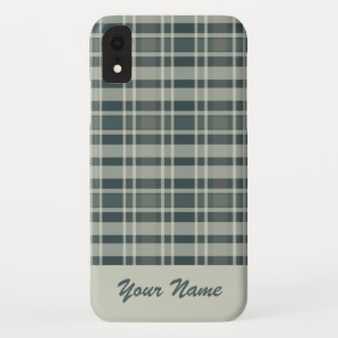 Custom name winter fabric Monochrome Check Pattern iPhone XR Case