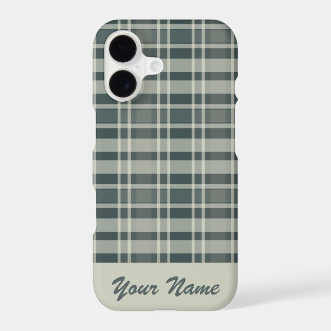 Custom name winter fabric Monochrome Check Pattern Iphone Case (Back)