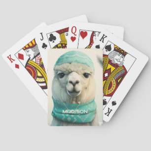Custom Name Winter Llama Poker Cards