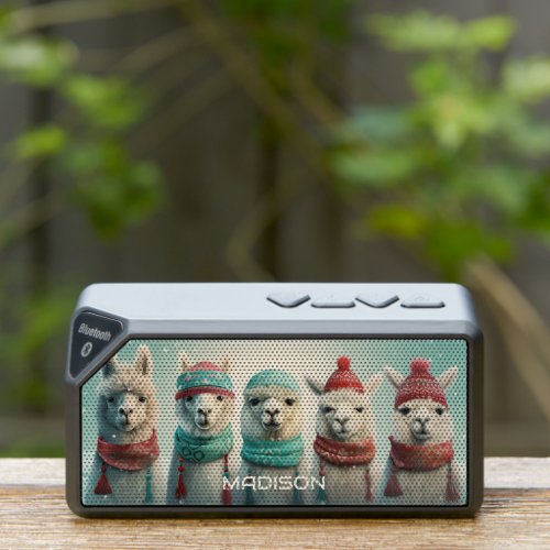 Custom Name Winter Llamas Bluetooth Speaker