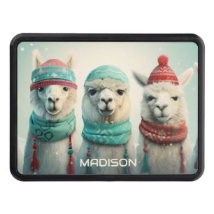 Custom Name Winter Llamas Hitch Cover