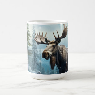 Custom Name Winter Moose Coffee Mug