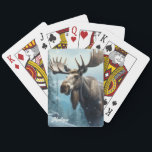 Custom Name Winter Moose Poker Cards<br><div class="desc">See my store for more Holiday items.</div>
