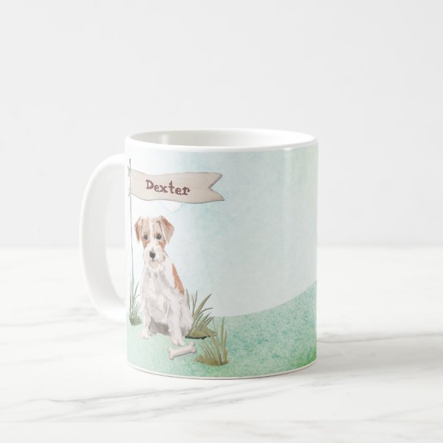 Custom Name Wire Haired Jack Russell Pet Dog Coffee Mug (Front Left)