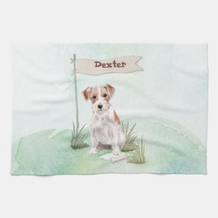 Custom Name Wire Haired Jack Russell Pet Dog Kitchen Towel