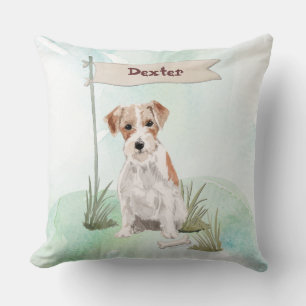 Custom Name Wire Haired Jack Russell Pet Dog Throw Pillow