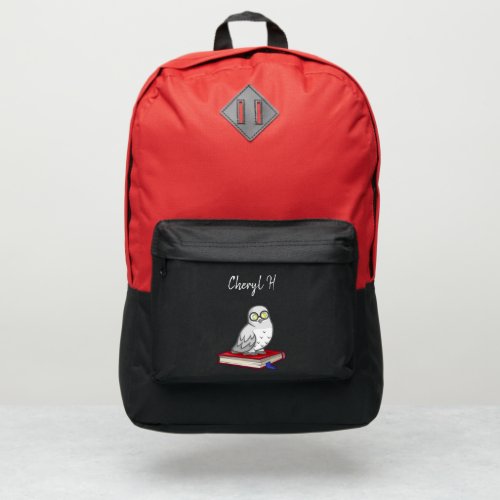 Custom Name with a Cute Owl and Book Illustration Port Authority Backpack