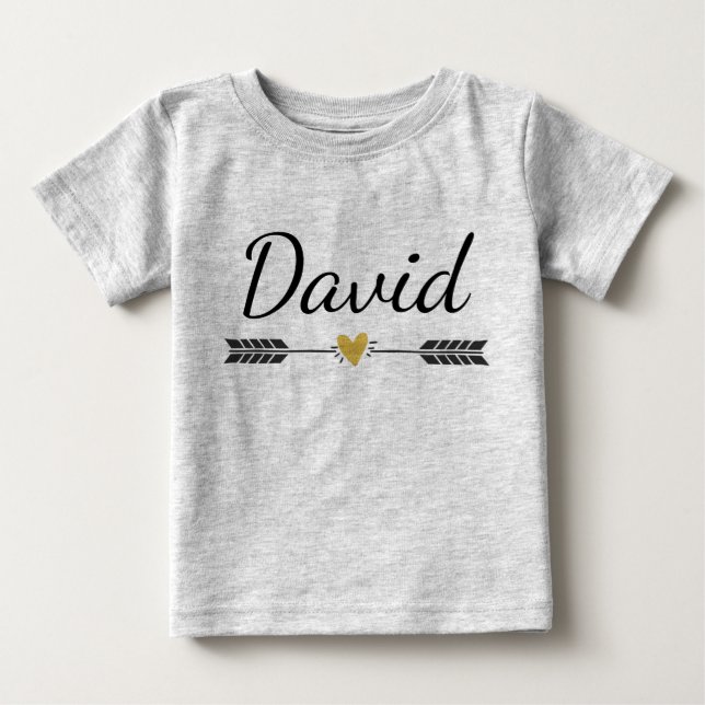 Custom Name with Arrow and heart Baby T-Shirt (Front)