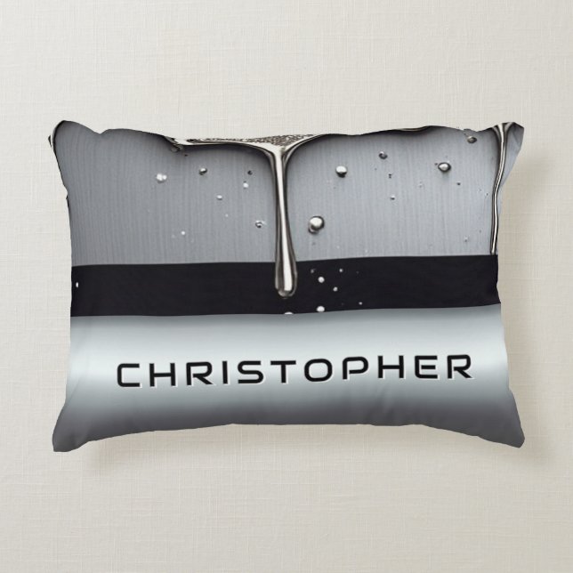 Custom Name With Dripping Liquid Metal Accent Pillow (Front)