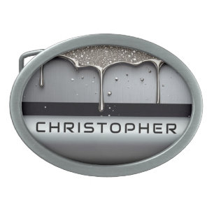 Custom Name With Dripping Liquid Metal Belt Buckle