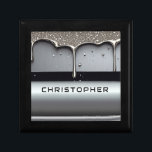Custom Name With Dripping Liquid Metal Gift Box<br><div class="desc">Polished chrome nameplate reading NAME with dripping liquid metal and strong reflective highlights. Embossed 3D typography on a sleek dark background evokes luxury,  modern branding,  industrial design and custom identity.</div>