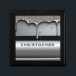 Custom Name With Dripping Liquid Metal Gift Box<br><div class="desc">Polished chrome nameplate reading NAME with dripping liquid metal and strong reflective highlights. Embossed 3D typography on a sleek dark background evokes luxury,  modern branding,  industrial design and custom identity.</div>