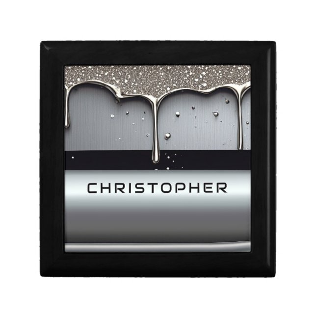 Custom Name With Dripping Liquid Metal Gift Box (Front)
