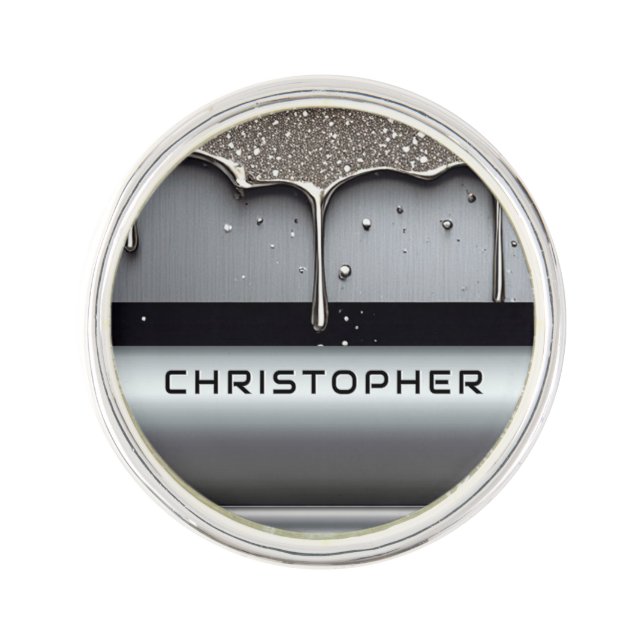 Custom Name With Dripping Liquid Metal Lapel Pin (Front)