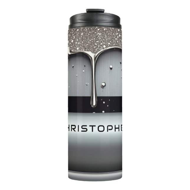 Custom Name With Dripping Liquid Metal Thermal Tumbler (Front)