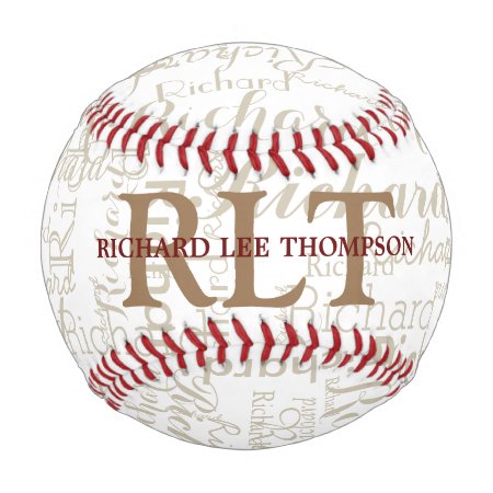 Custom Name With Initials Personalized Monogram Baseball