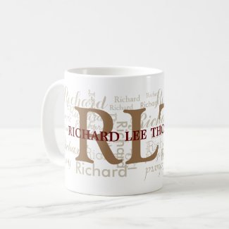custom name with initials personalized monogram coffee mug