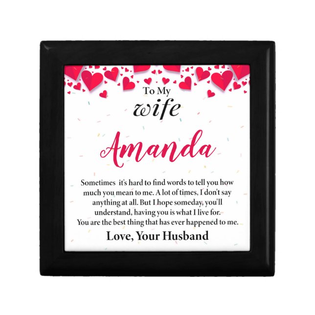 Custom Name with Paper Hearts Message for Wife Gift Box (Front)