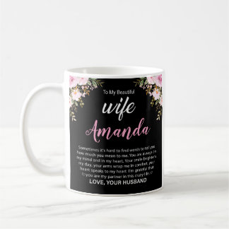 Custom Name with Pink Rose Message for Wife Coffee Mug