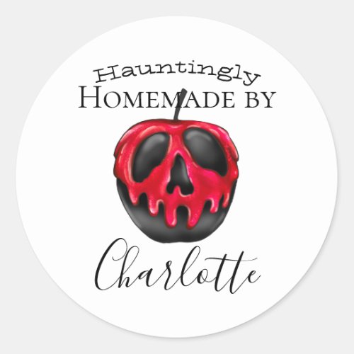 Custom Name with Poison Apple Homemade Halloween Classic Round Sticker