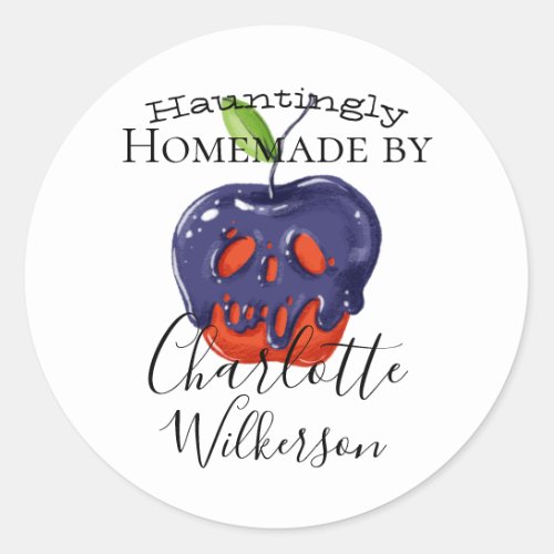 Custom Name with Poison Apple Homemade Halloween Classic Round Sticker