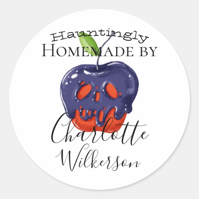 Custom Name with Poison Apple Homemade Halloween Classic Round Sticker (Front)