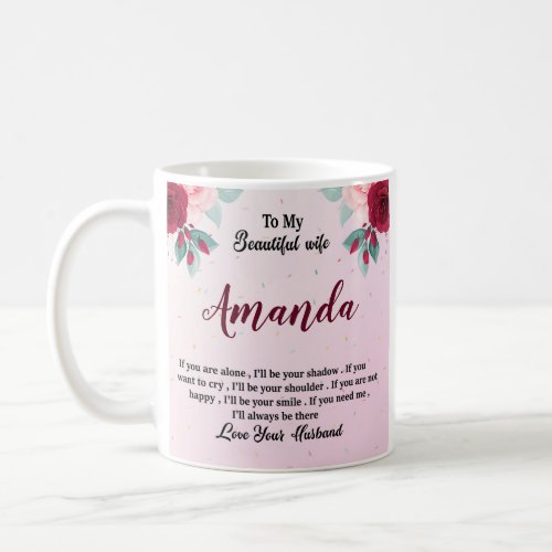 Custom Name with Red Rose Message for Wife Coffee Mug