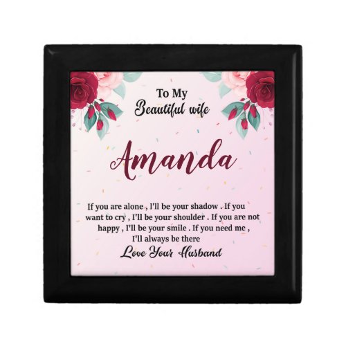 Custom Name with Red Rose Message for Wife Gift Box