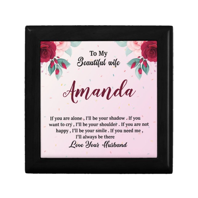 Custom Name with Red Rose Message for Wife Gift Box (Front)