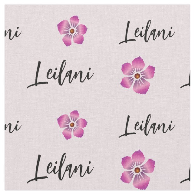 Custom Name with Vibrant Hibiscus Flower Printed Fabric (Close Up)