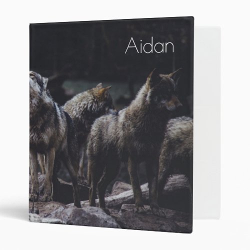 Custom Name Wolf Pack 3 Ring Binder