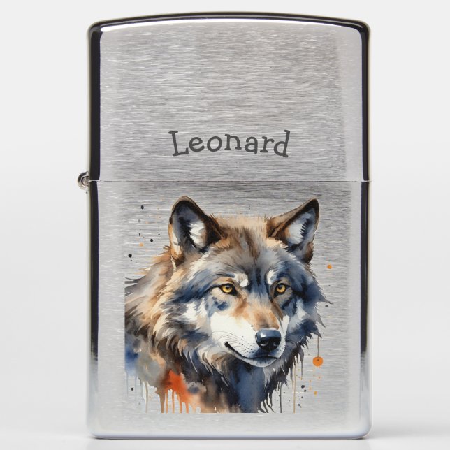 Custom Name Wolf Wolves Wildlife Nature Animal Zippo Lighter (Front)