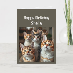 Custom Name Women Birthday Funny Cat  Card