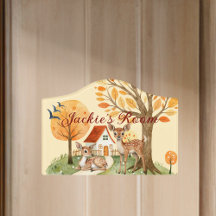 Custom Name Woodland Deer Countryside Home Kids