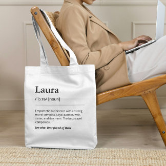 Custom Name Word Definition Modern Funny Tote Bag