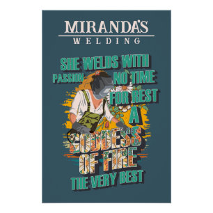 Custom name workshop Welder girl quote gift retro Poster