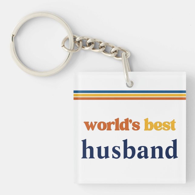 Custom Name World’s Best Husband Personalized Gift Keychain (Front)