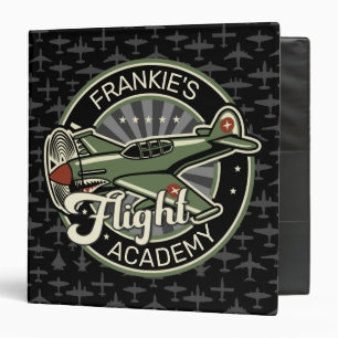 Custom NAME WWII Military Fighter War Plane Retro 3 Ring Binder