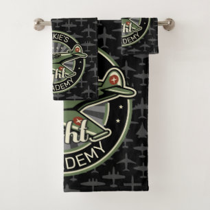Custom NAME WWII Military Fighter War Plane Retro Bath Towel Set