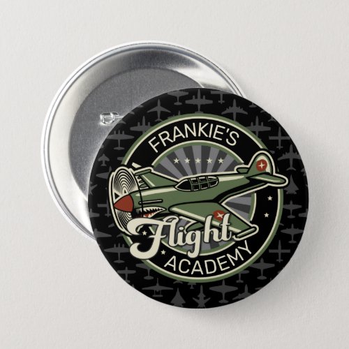 Custom NAME WWII Military Fighter War Plane Retro Button