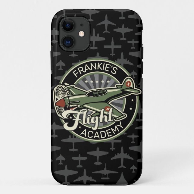 Custom NAME WWII Military Fighter War Plane Retro Case-Mate iPhone Case (Back)