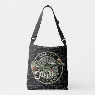 Custom NAME WWII Military Fighter War Plane Retro Crossbody Bag