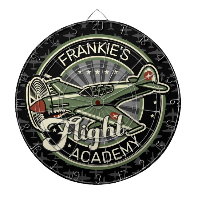 Custom NAME WWII Military Fighter War Plane Retro Dart Board (Front)