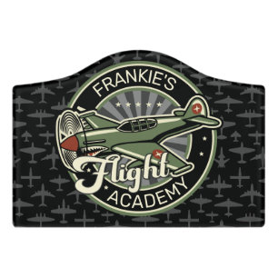 Custom NAME WWII Military Fighter War Plane Retro Door Sign