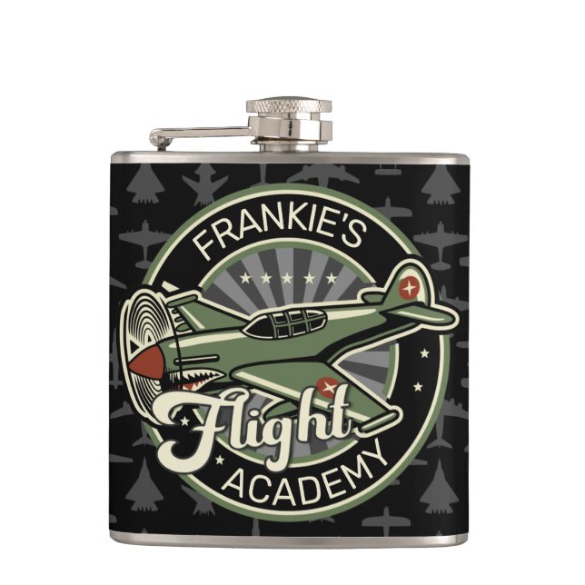 Custom NAME WWII Military Fighter War Plane Retro Flask (Front)