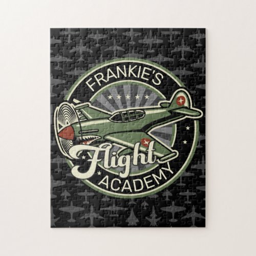 Custom NAME WWII Military Fighter War Plane Retro Jigsaw Puzzle