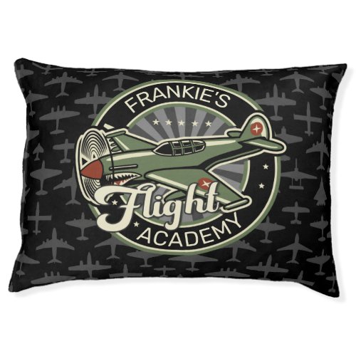 Custom NAME WWII Military Fighter War Plane Retro Pet Bed