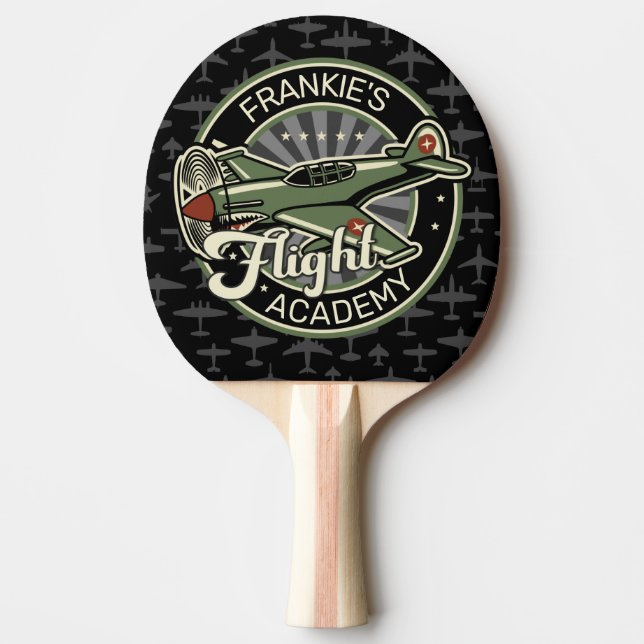 Custom NAME WWII Military Fighter War Plane Retro Ping Pong Paddle (Front)